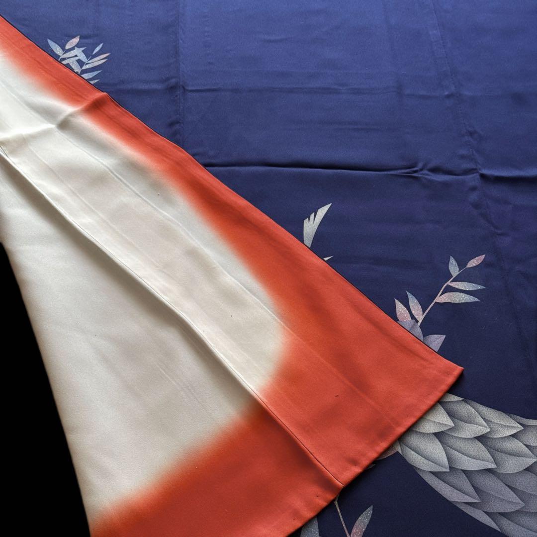 振袖フルセット トールサイズ 正絹長襦袢つき 紺色 成人式 159〜169