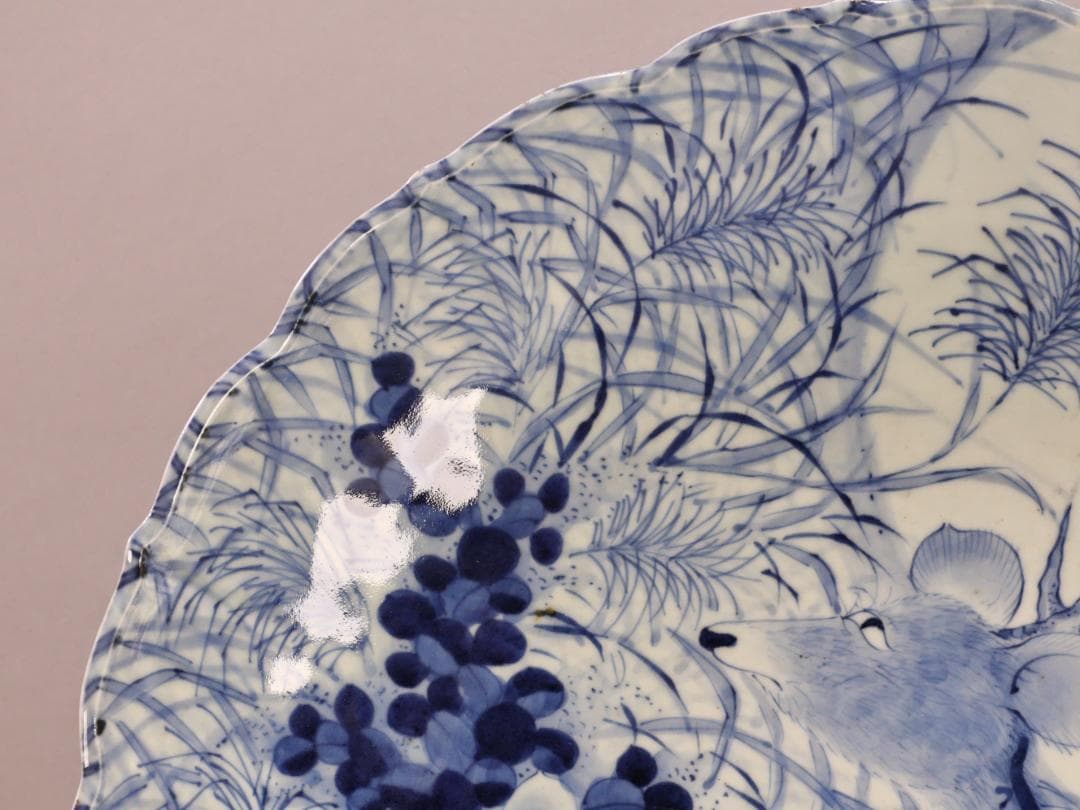 BK265 江戸期 古伊万里 古染付鹿文 大皿 49㎝ 二重角福 1尺6寸 - メルカリ