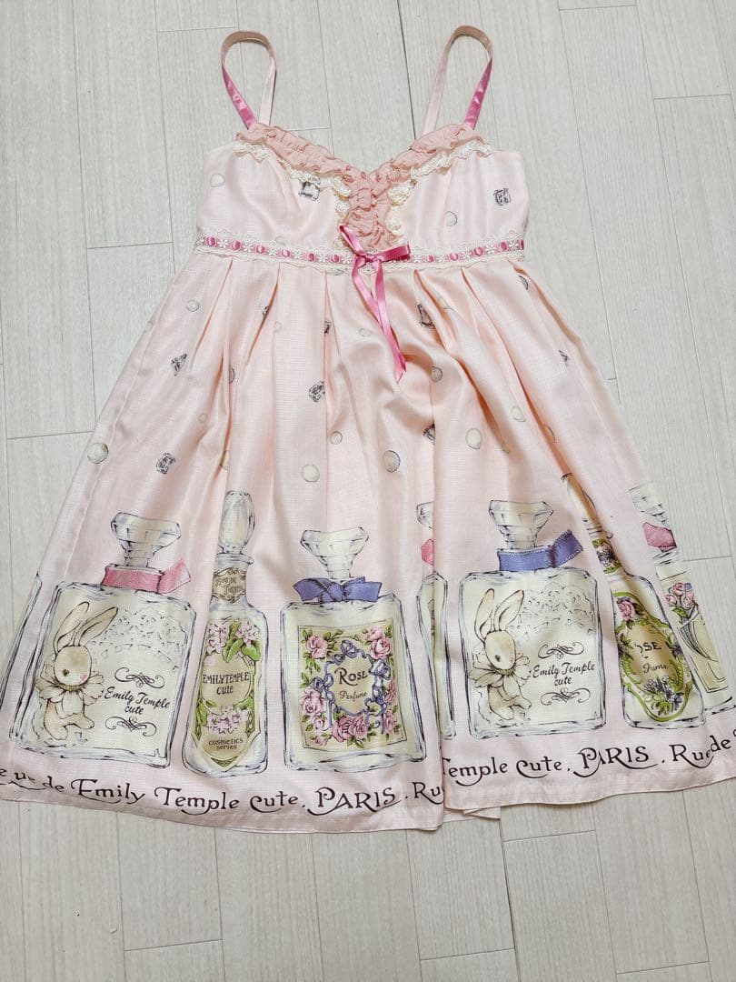 Emily Temple cute ラビットパフューム柄　JSK ピンク Emily Temple cute ラビットパフューム柄 JSK ピンク - メルカリ