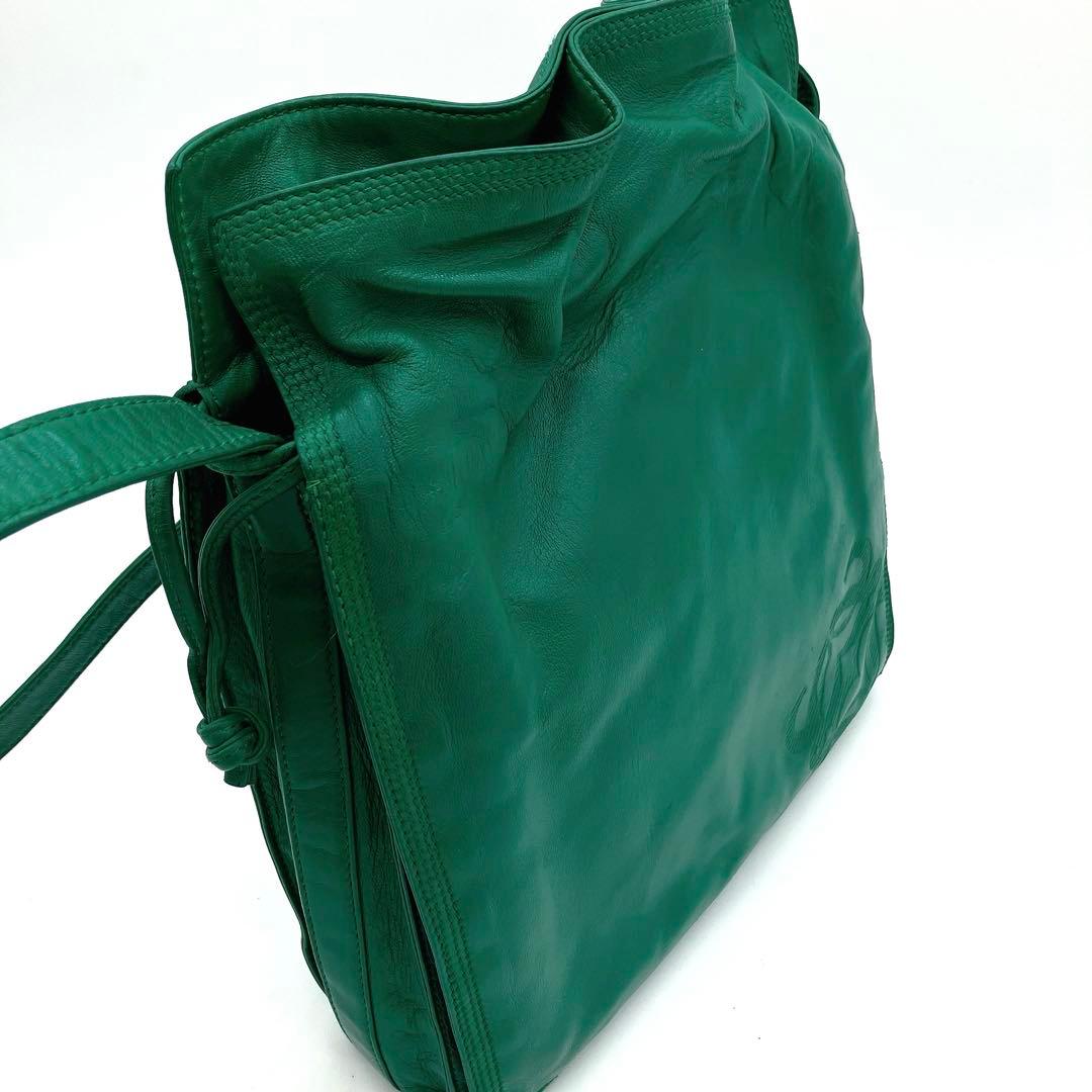 LOEWE】ショルダーバッグ フラメンコ アナグラム型押し レザー グリーン