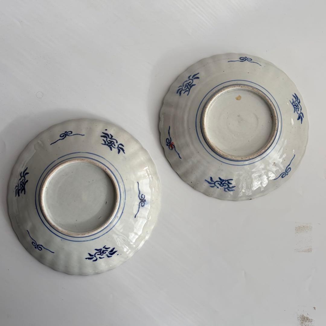 2点 蔵出し 明治 大皿 伊万里焼 骨董 古伊万里 アンティーク 色絵 染付