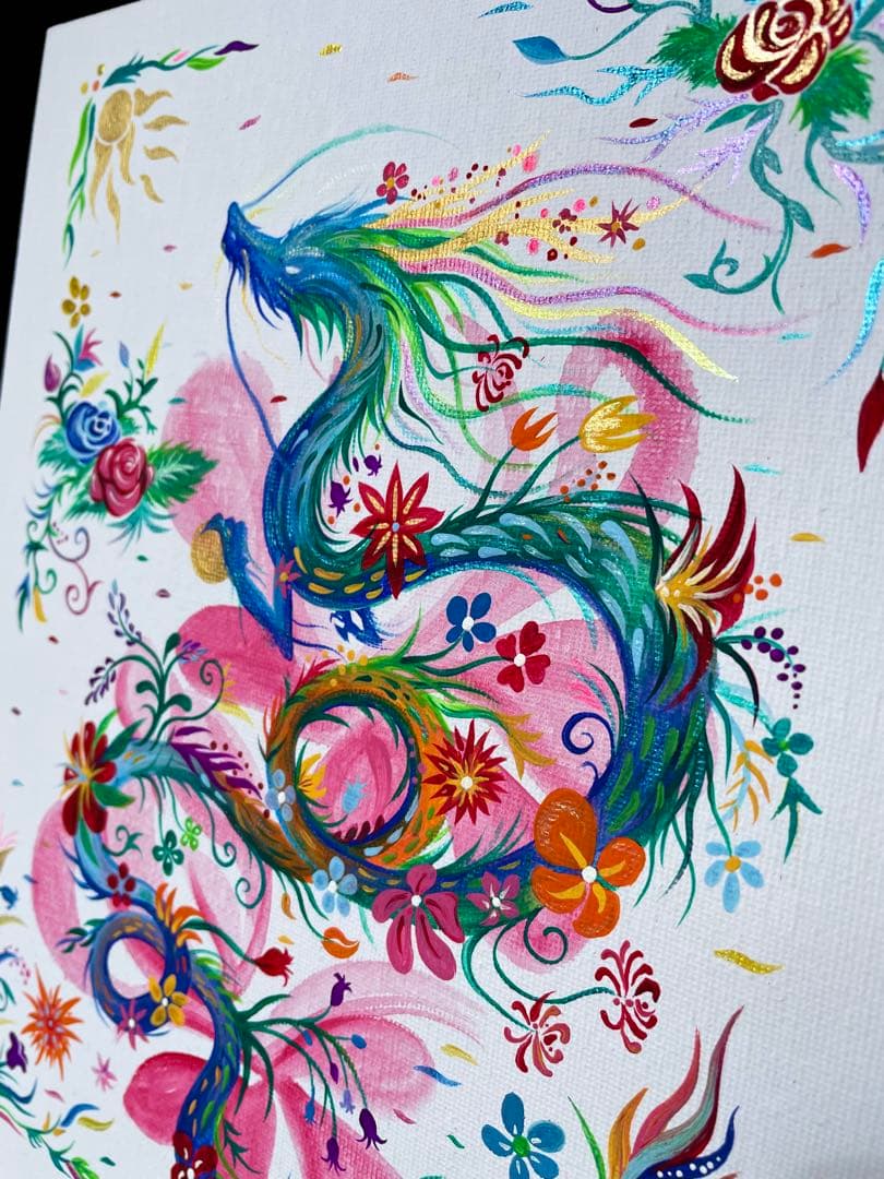 幻の花龍 ③ アクリル画 開運絵画 龍神 龍ノツカイ