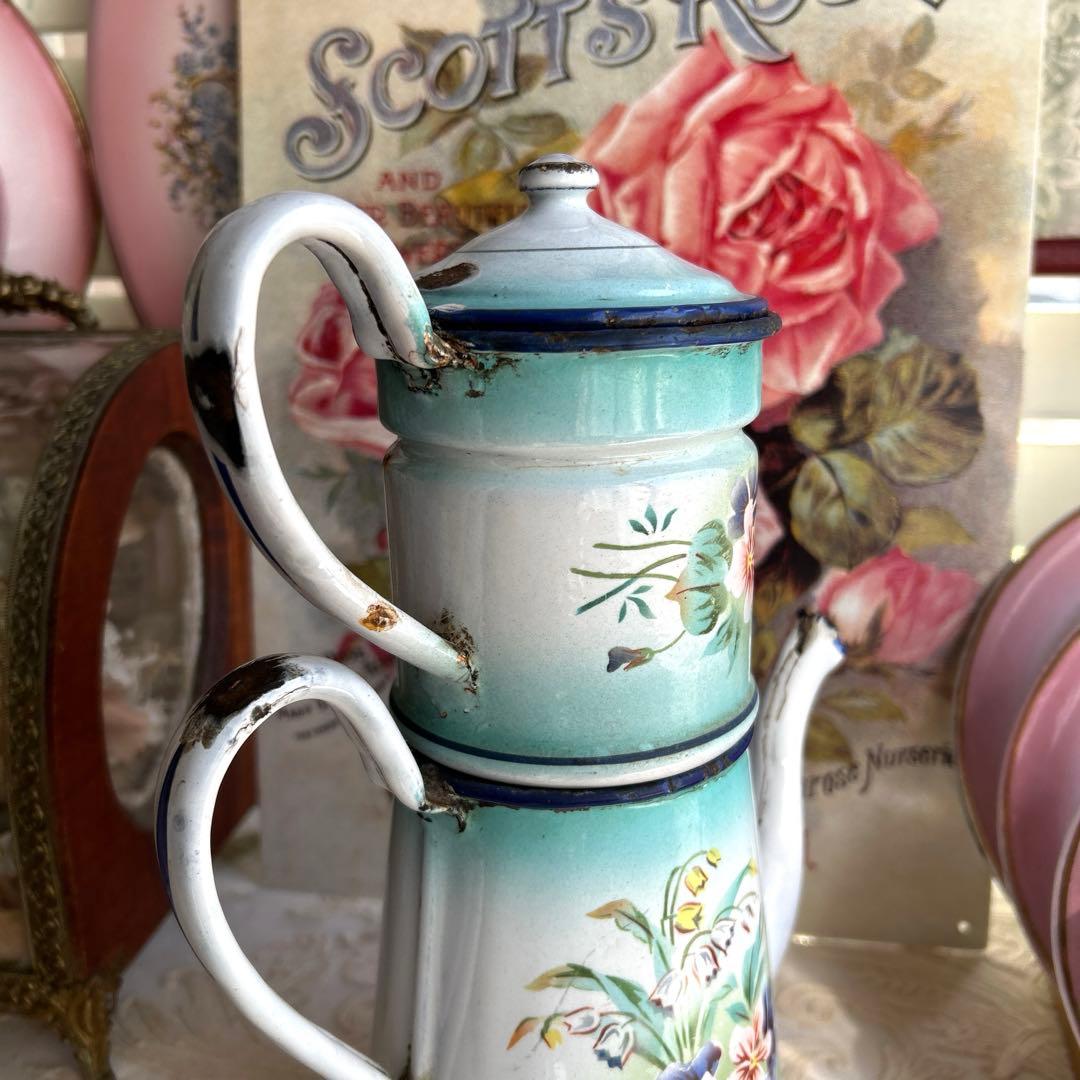 フランスアンティーク japy スズランとビオラのコーヒーポット - メルカリ