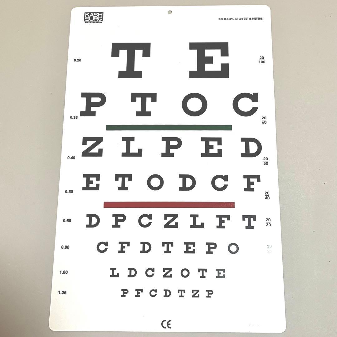 赤緑線 スネレンチャート20フィート アイチャート 視力検査 6m - メルカリ