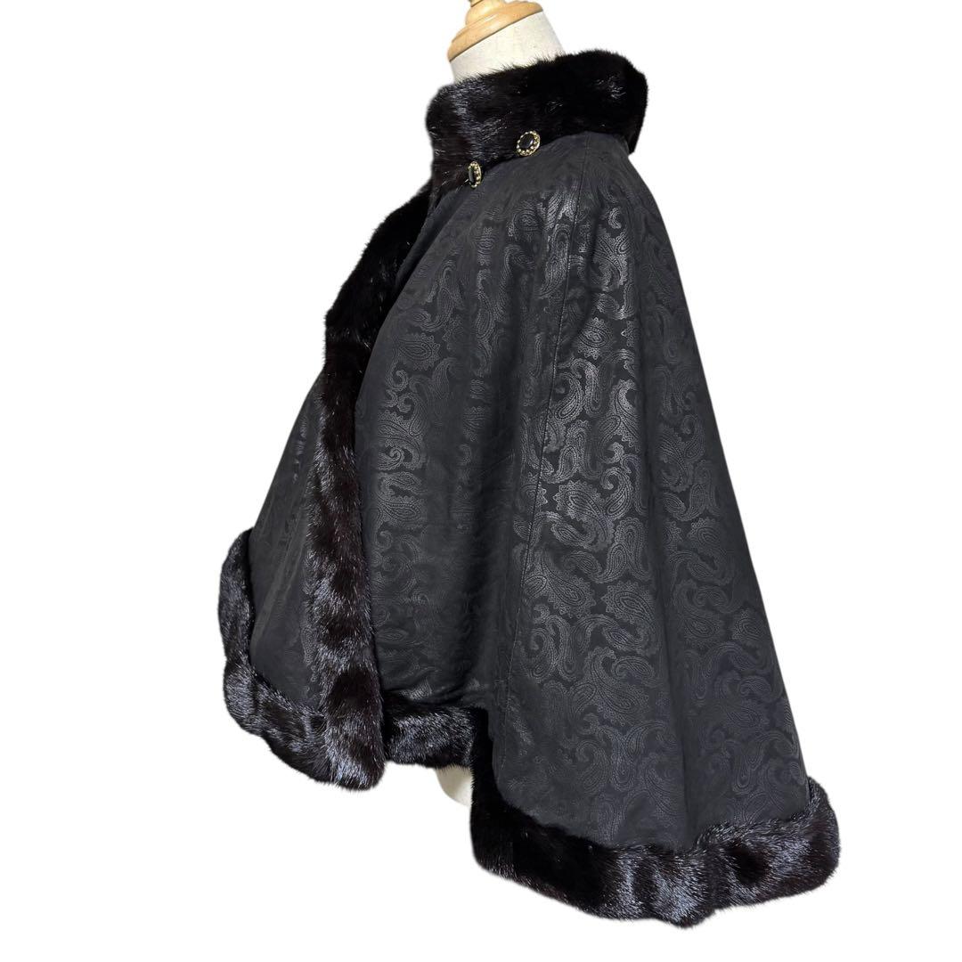 裾回り312cm✨ CHARLES JOURDAN レザー ミンク ケープ 38