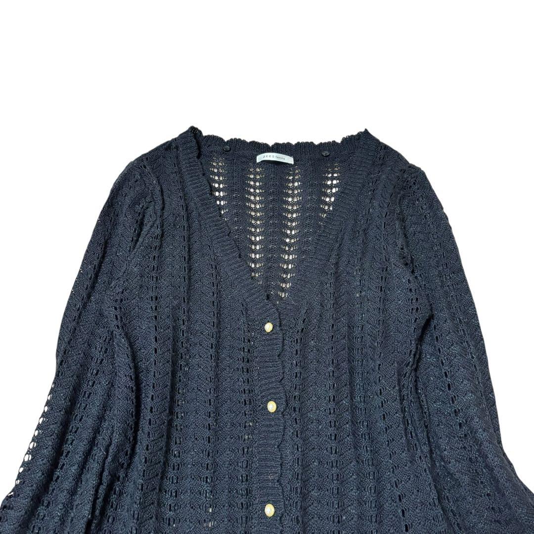 00's axes femme ニットカーディガン リボン 透かし編み - メルカリ