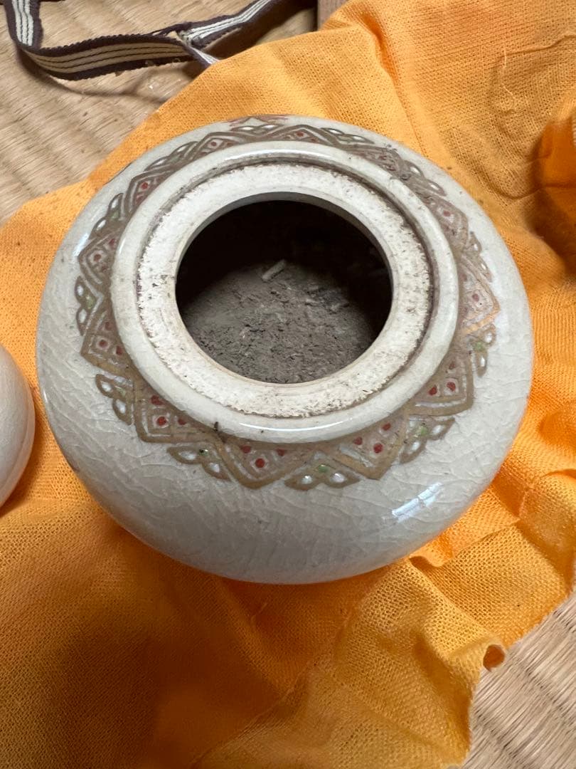 香炉 花柄 陶器 木箱付き 薩摩焼江月窯新妻守作