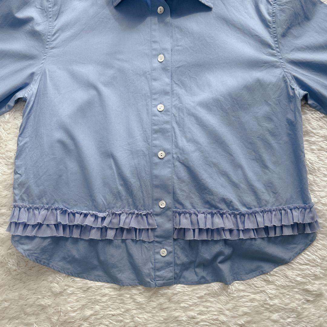 MUVEIL ミュベール バックフリルブラウス サックスブルー 38 M - メルカリ