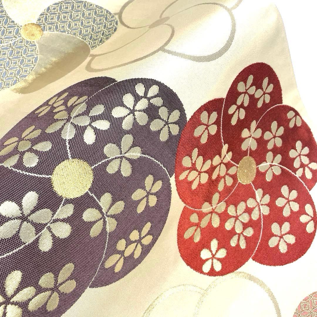 帯6044 ○高級 正絹 六通 袋帯 ねじ梅 - メルカリ