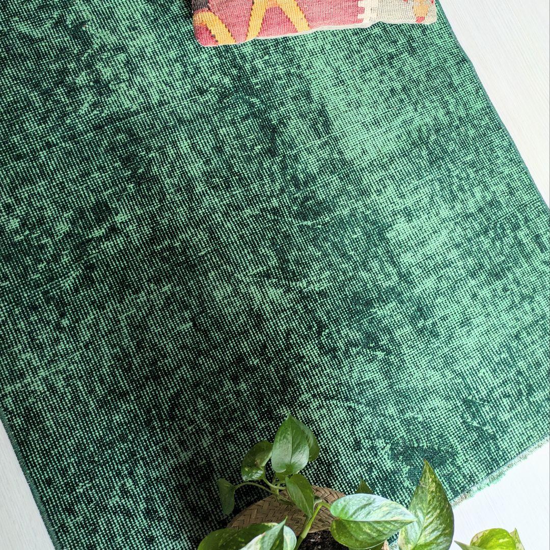 85×197 グリーンワンカラーオーバーダイ トルコヴィンテージラグ