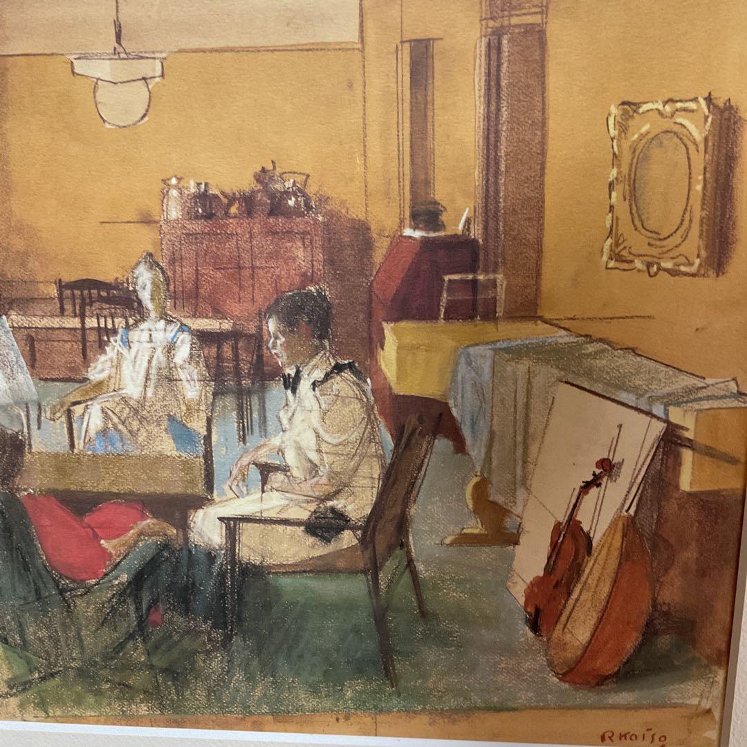 小磯良平 パステル画複製画 タイトル【室内】1976年作 - メルカリ