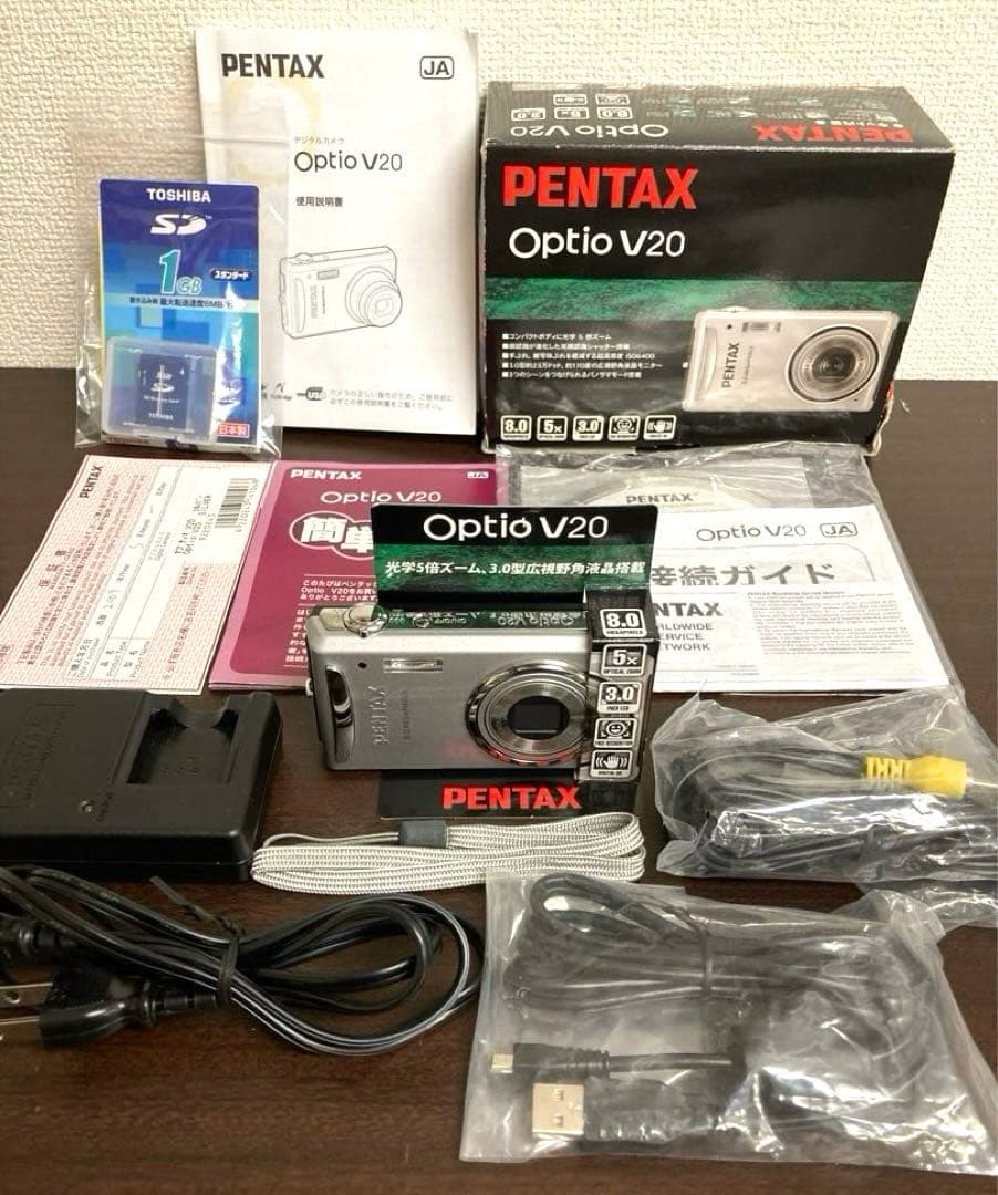 PENTAX Optio V20 コンパクトデジタルカメラ　コンデジ　箱付き 3.0型大型液晶モニターを搭載した薄型コンパクトデジタルカメラ