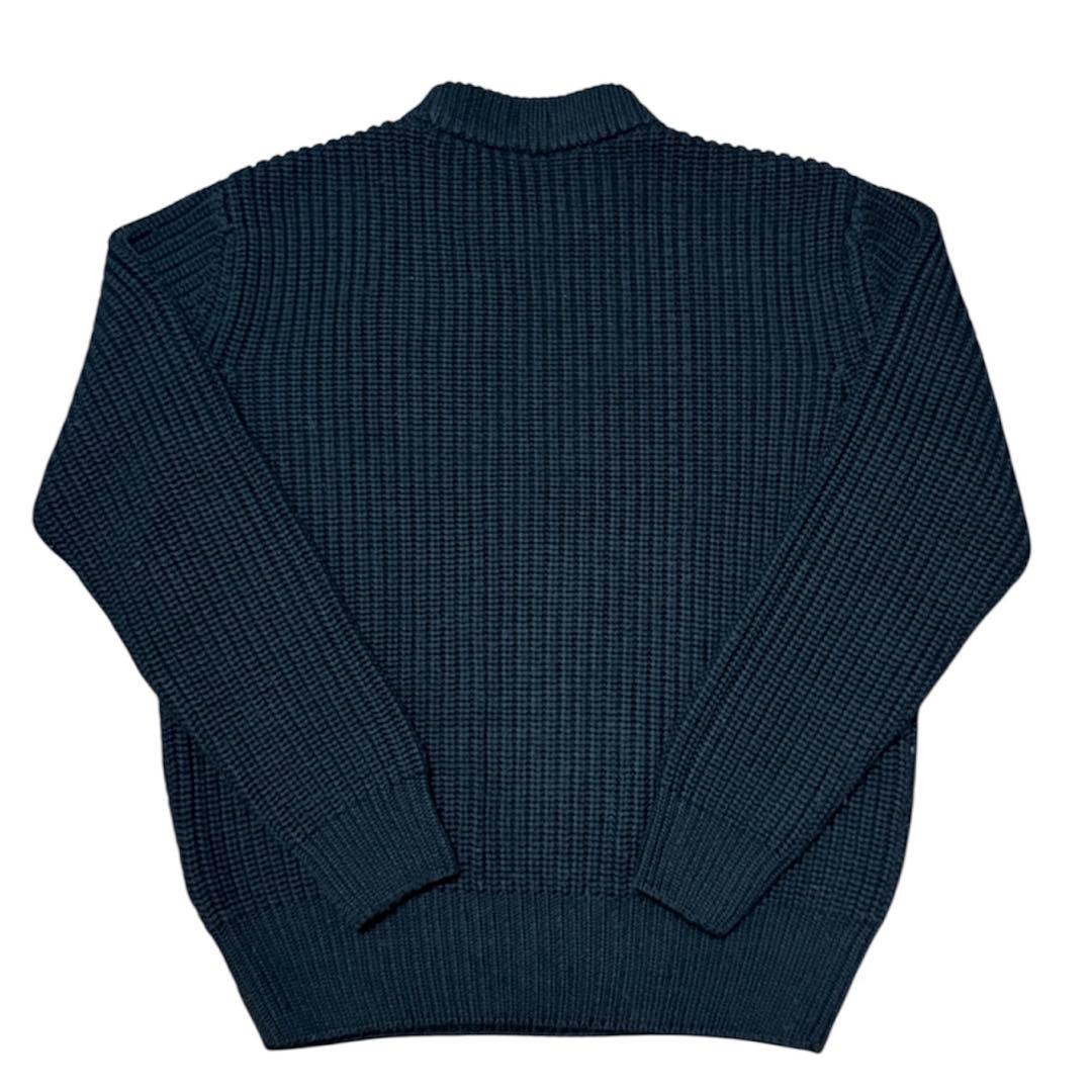 美品】HUGO BOSS リブニット イタリア製糸 ダークネイビー Lサイズ