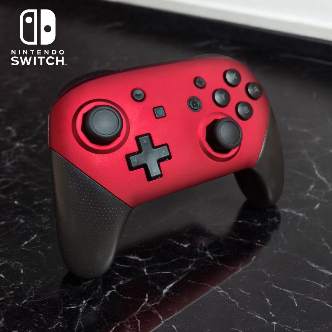 NintendoSwitch】純正プロコン 八角ゲート仕様 レッドメタリック