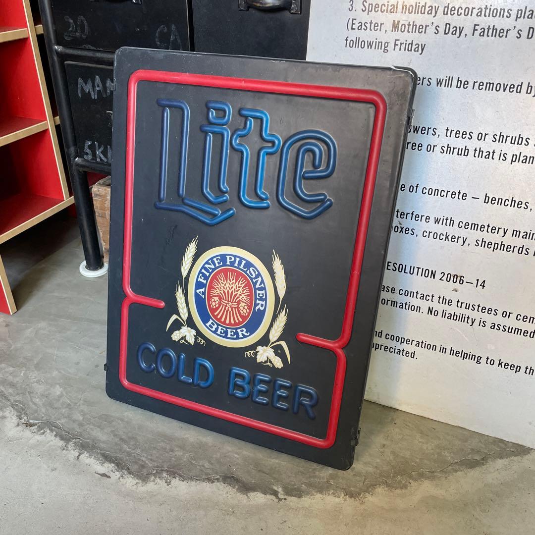 80's ヴィンテージ Miller Lite Beer ライトサイン 看板 - メルカリ