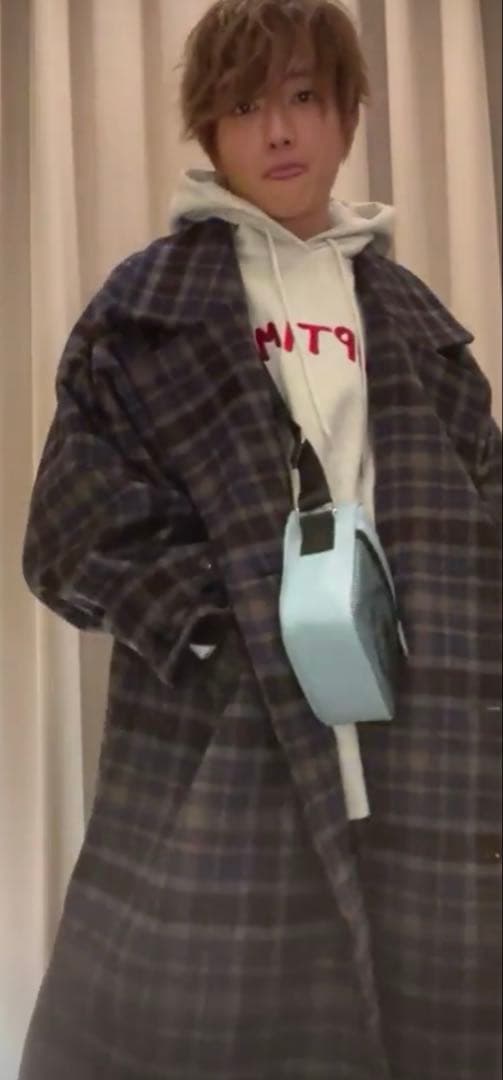 ナップタイム naptime. Nissy 西島隆弘 コート チェック ブルー - メルカリ