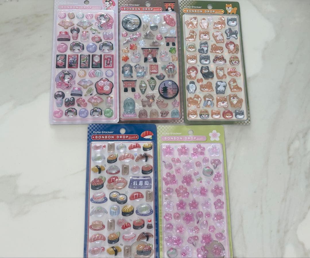 【正規品】和柄ボンボンドロップ6枚セット 正規品】ボンボンドロップシール和柄6枚セット(東京観光＋古都めぐり＋