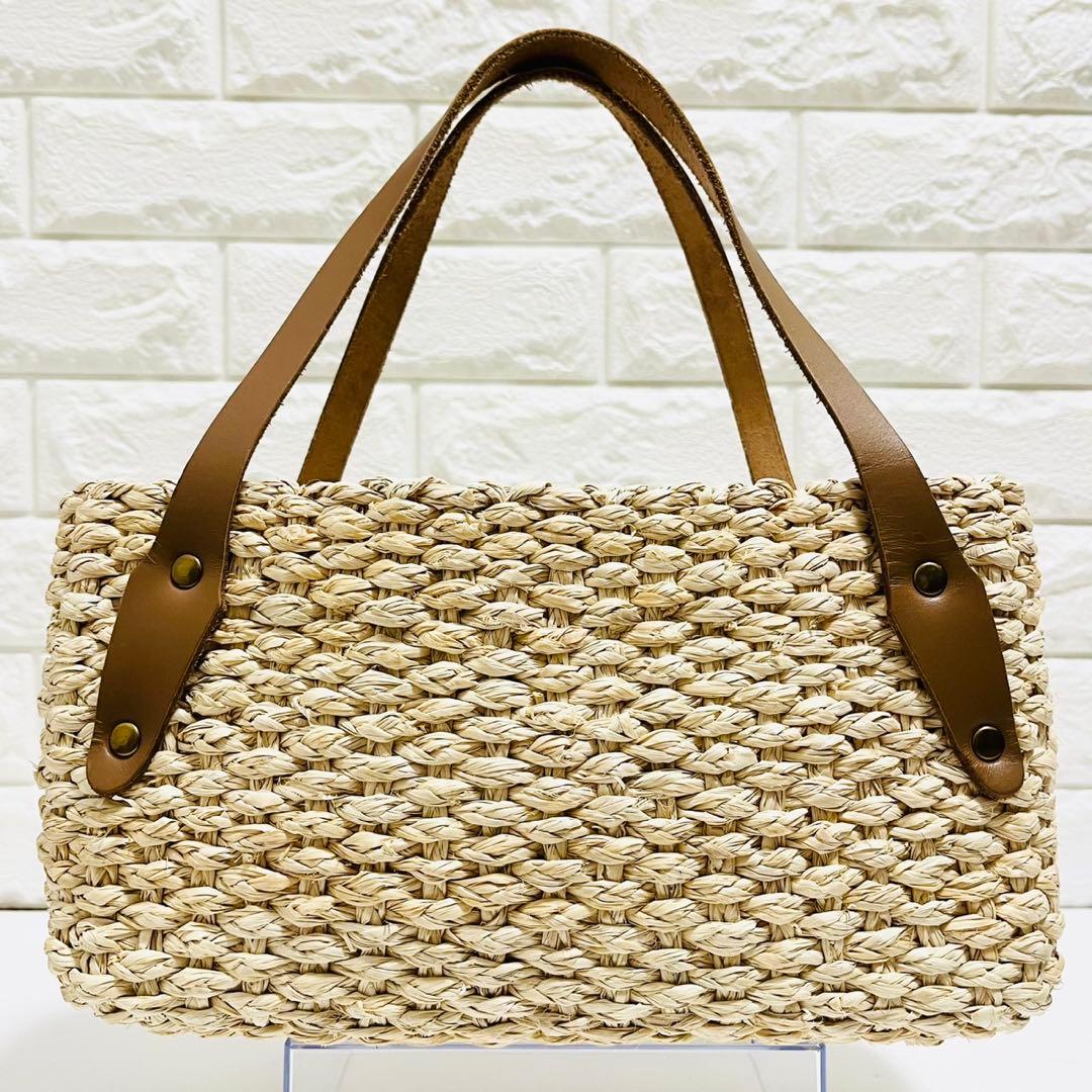 完売品】クレドラン かごバッグ ボックス型 ファスナー 帆布 異素材