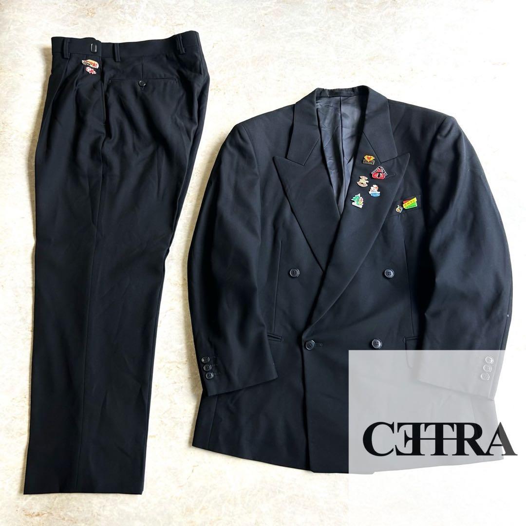 vintage ブラック ダブルスーツ ピンズセットアップ モード 成人式