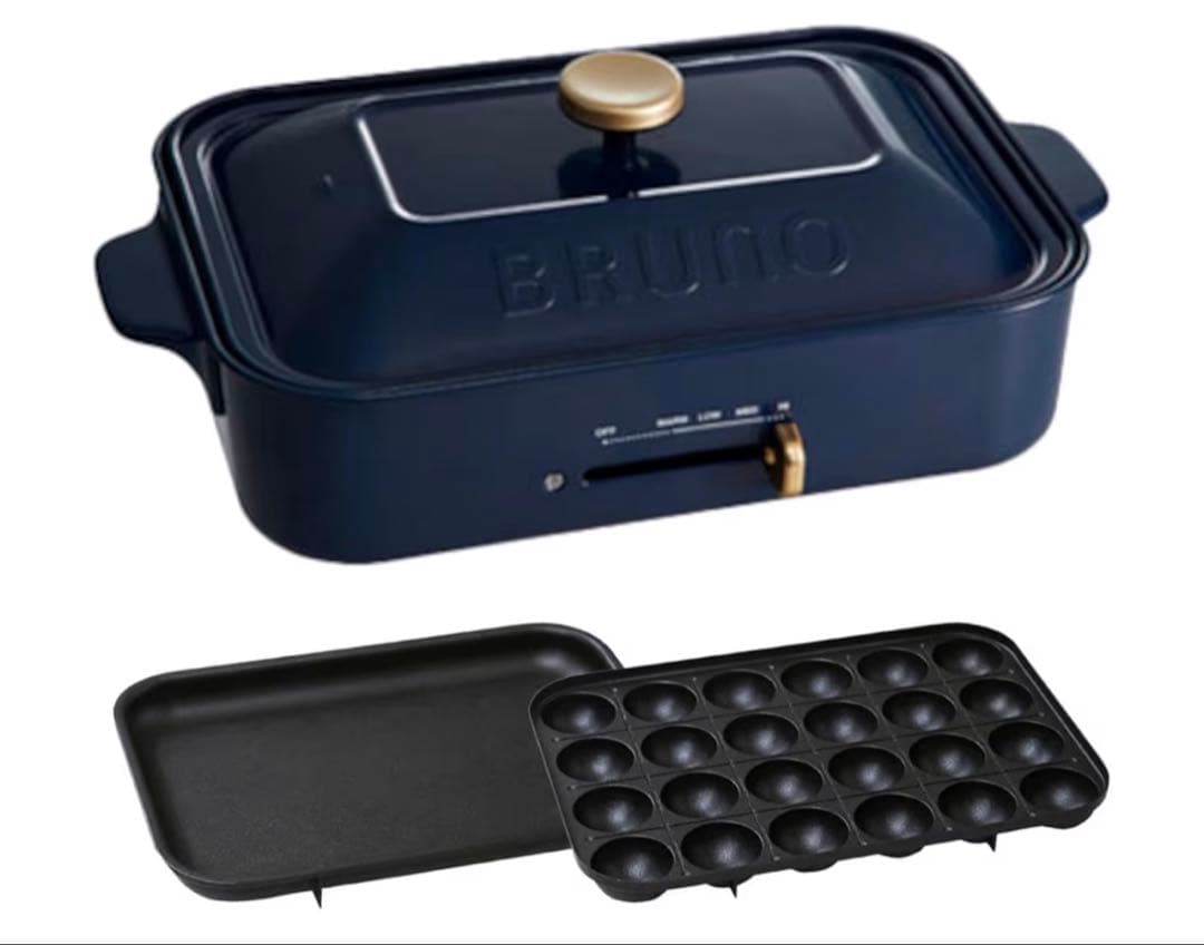 BRUNO コンパクトホットプレート　BOE021-NV 【新品未使用品】 BOE021-NV コンパクトホットプレート ネイビー [プレート2枚] BRUNO