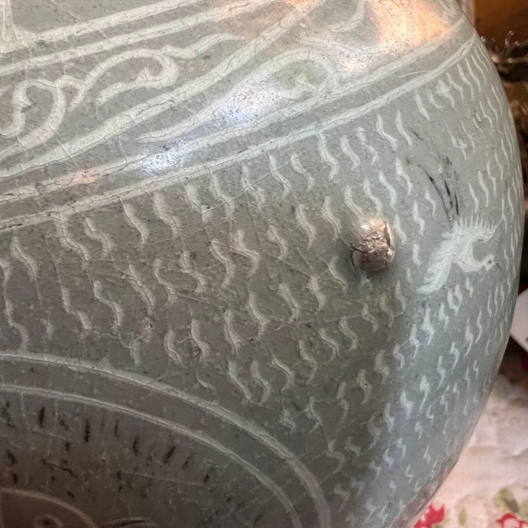 梅瓶 李朝 双魚 遊魚文 梅瓶 朝鮮 古美術 骨董 高麗 青磁 粉青沙器 魚