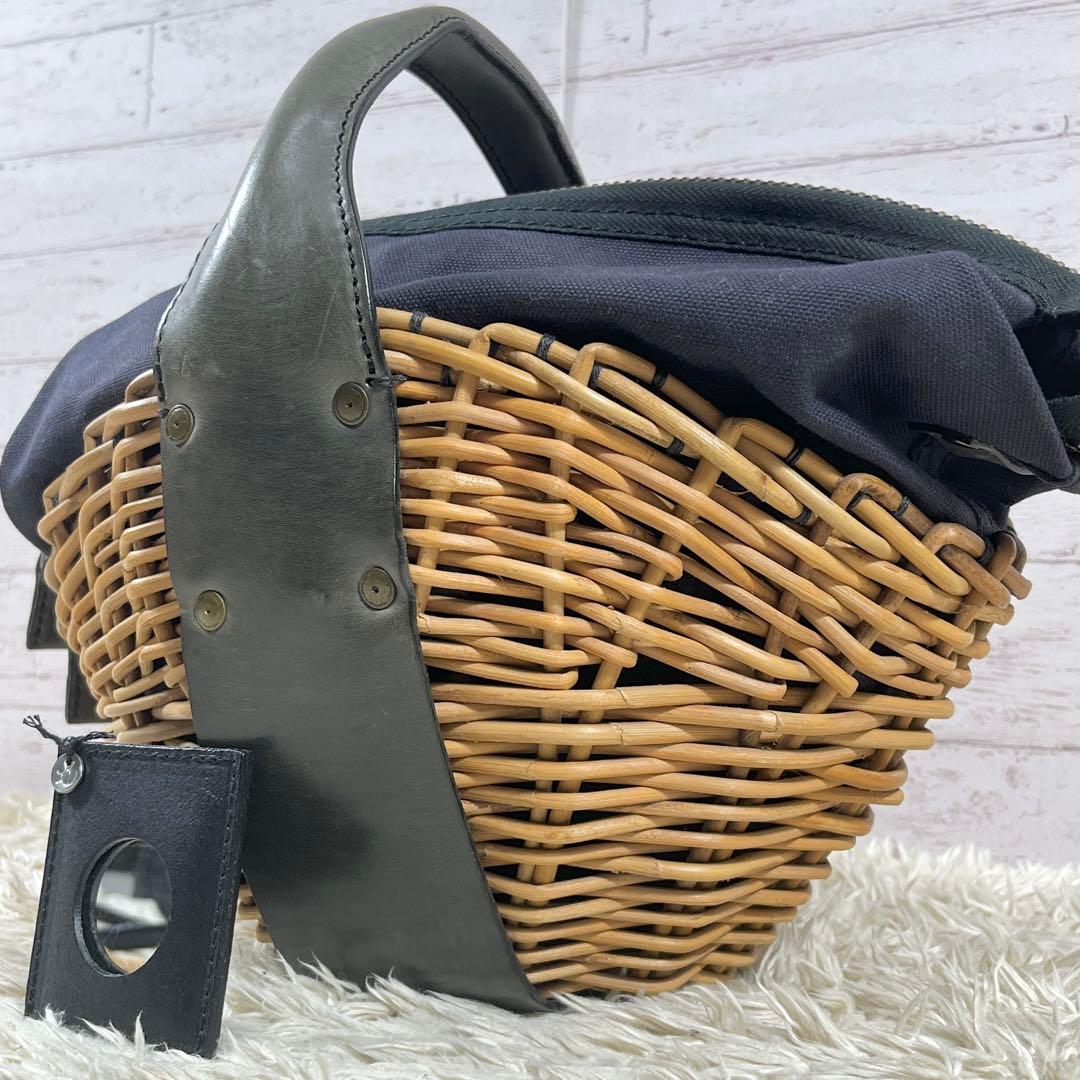 ✨美品 エバゴス かごバッグ オイルショルダーレザー ミラー バスケット型 ebagosファスナー付バスケット（ファスナー付き1本手）オイル