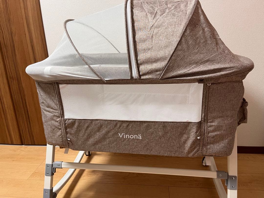 美品】Vinona ベビーベッド 添い寝 折りたたみ ハイローベッド - メルカリ