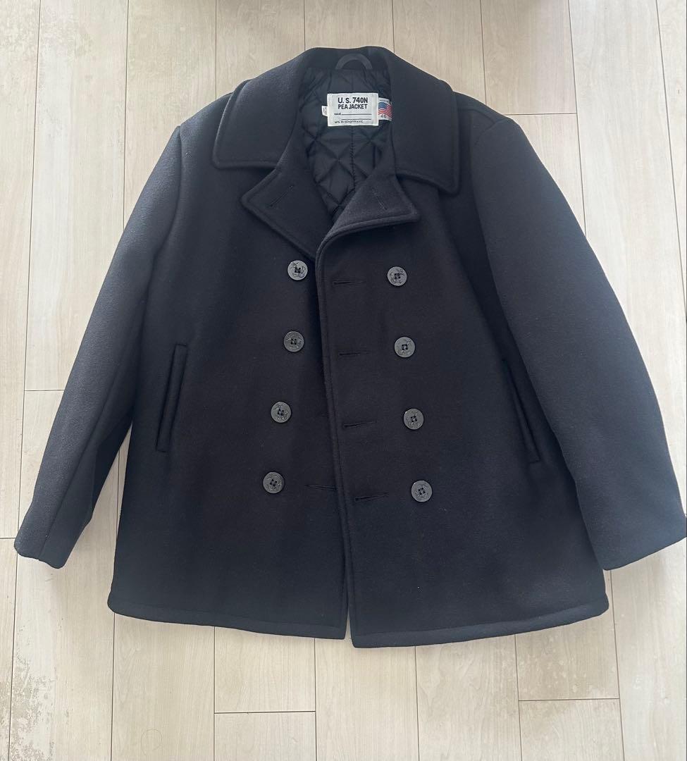 U.S. 740N Pea Jacket ブラック 46 Schott Navy Wool Pea Coat - 740