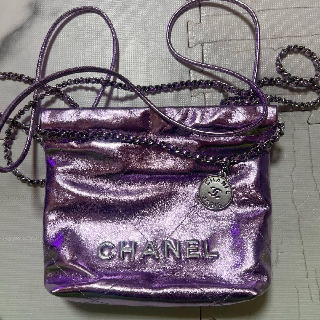 ノベルティ CHANEL メタリックパープルショルダーバッグ - メルカリ