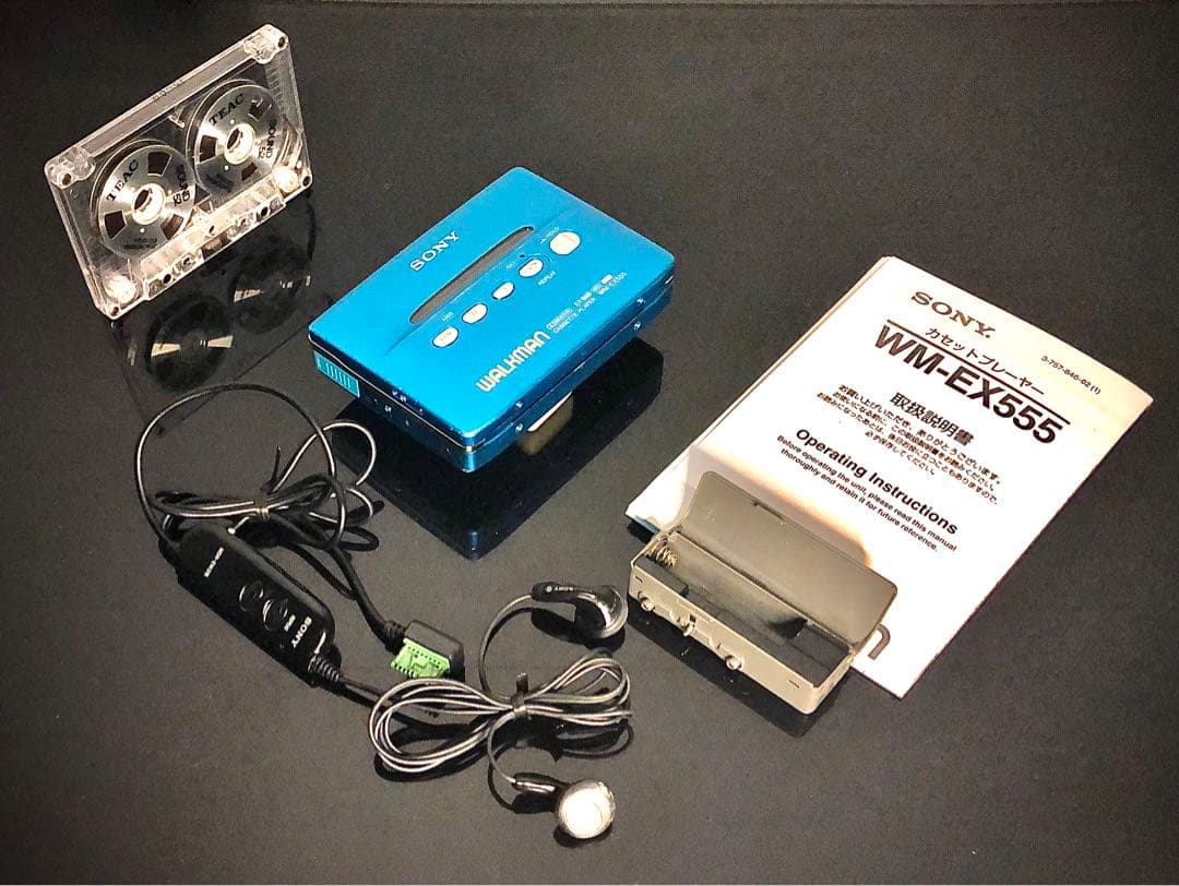 カセットウォークマン SONY WM-EX555 青色「整備済み、完動美品