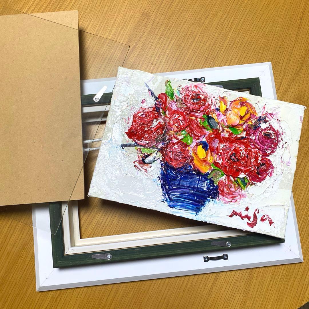 題名【　バラ　　】◾️油彩画　SMサイズ◾️兼田美佐子　原画　本物