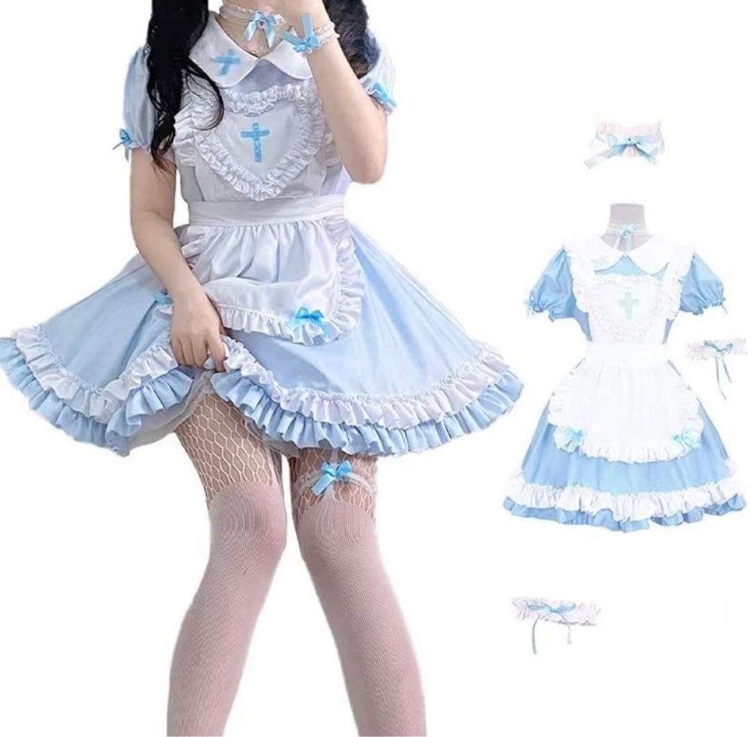コスプレ ナース服 メイド服 水色 - メルカリ