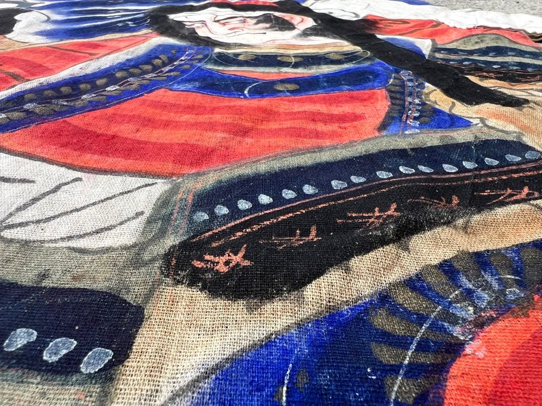 幟旗 のぼり旗 のぼり 古布 武者絵 木綿 節句 手描き 本染 家紋 民藝