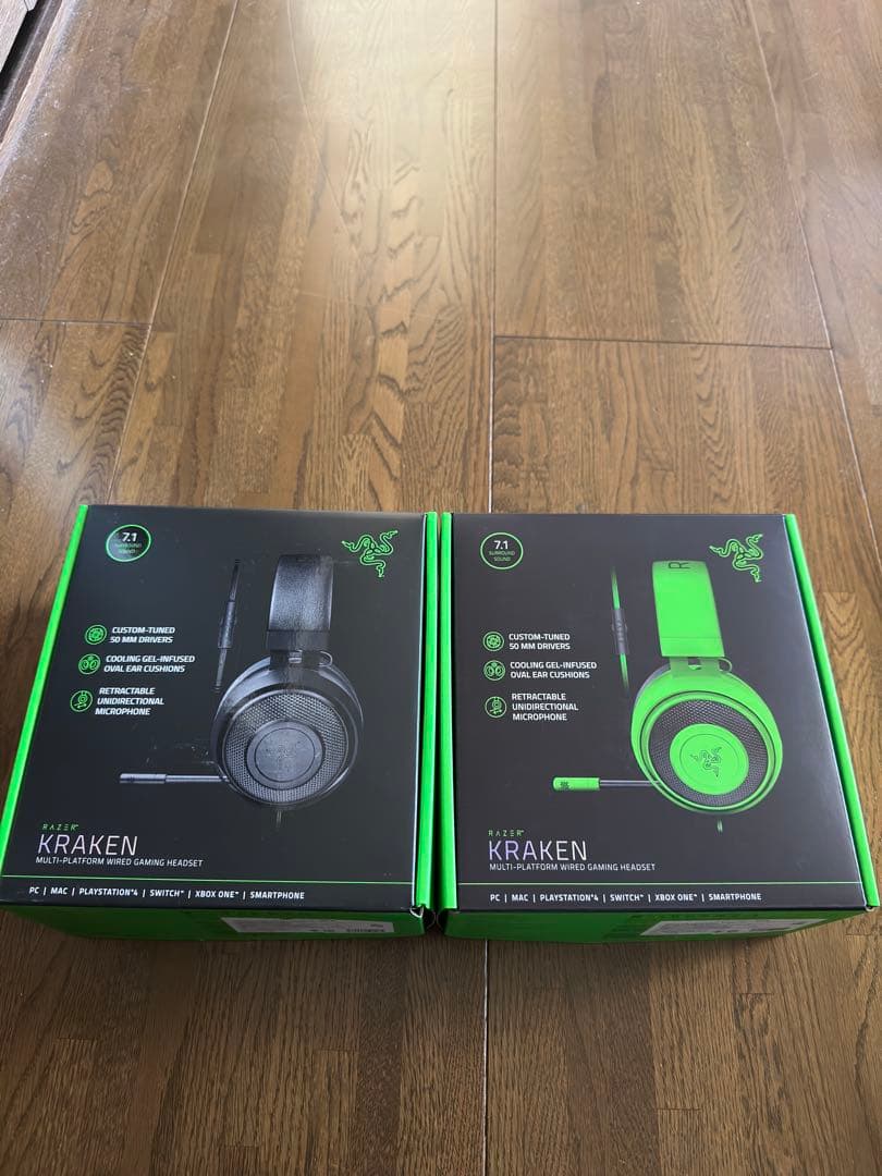 Razer KRAKEN 2個セット　ゲーミングヘッドセット Amazon.co.jp: Razer Kraken Green ゲーミングヘッドセット アナログ