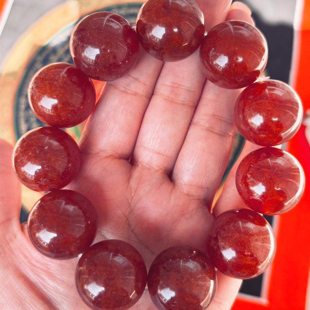 超大粒‼️宝石品質ギラギラ ストロベリークォーツブレスレット 21