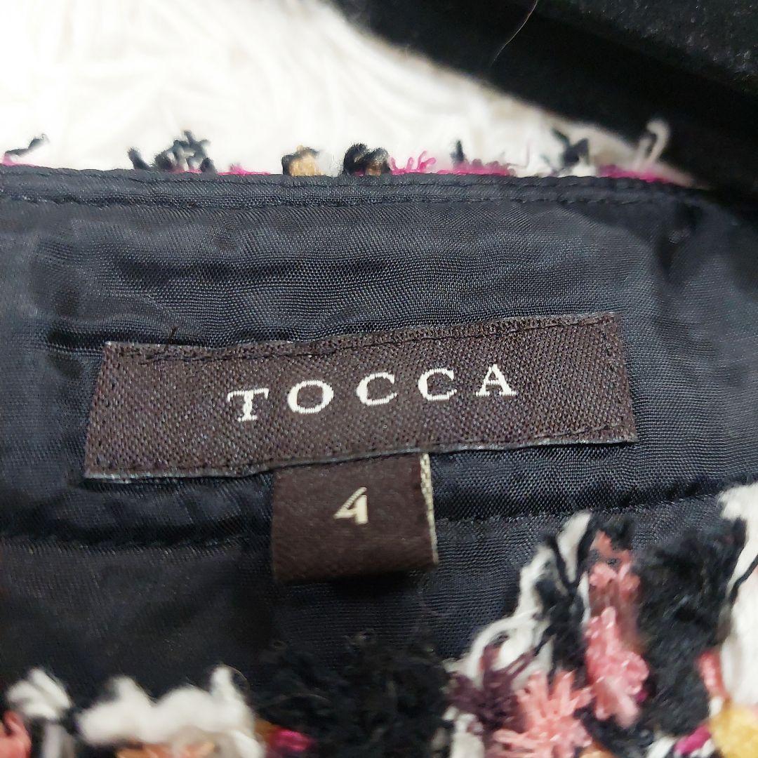 TOCCA ミックス ツイードワンピース フリンジ 金ボタン 大きいサイズ 4