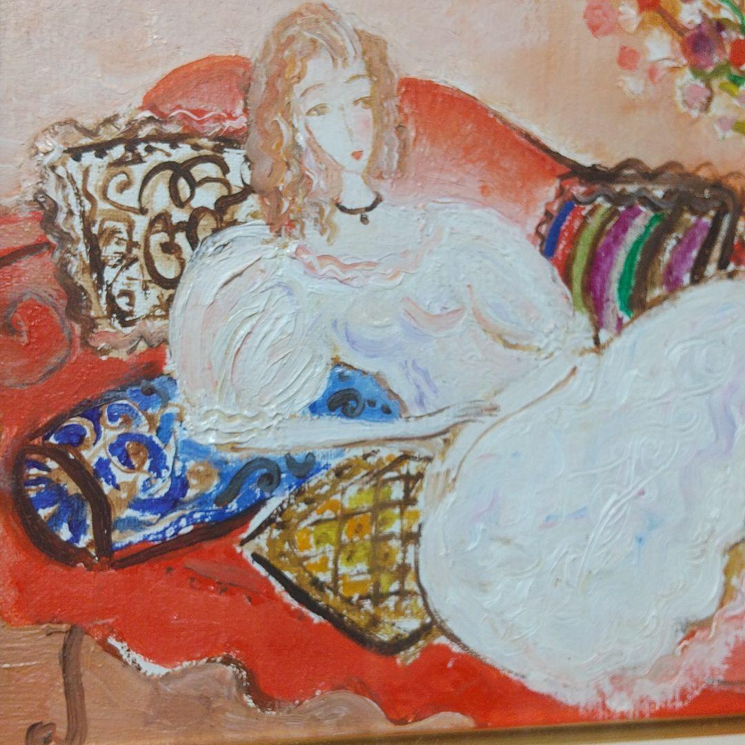 油絵 『赤いソファーの少女と室内』織田広比古先生 - メルカリ