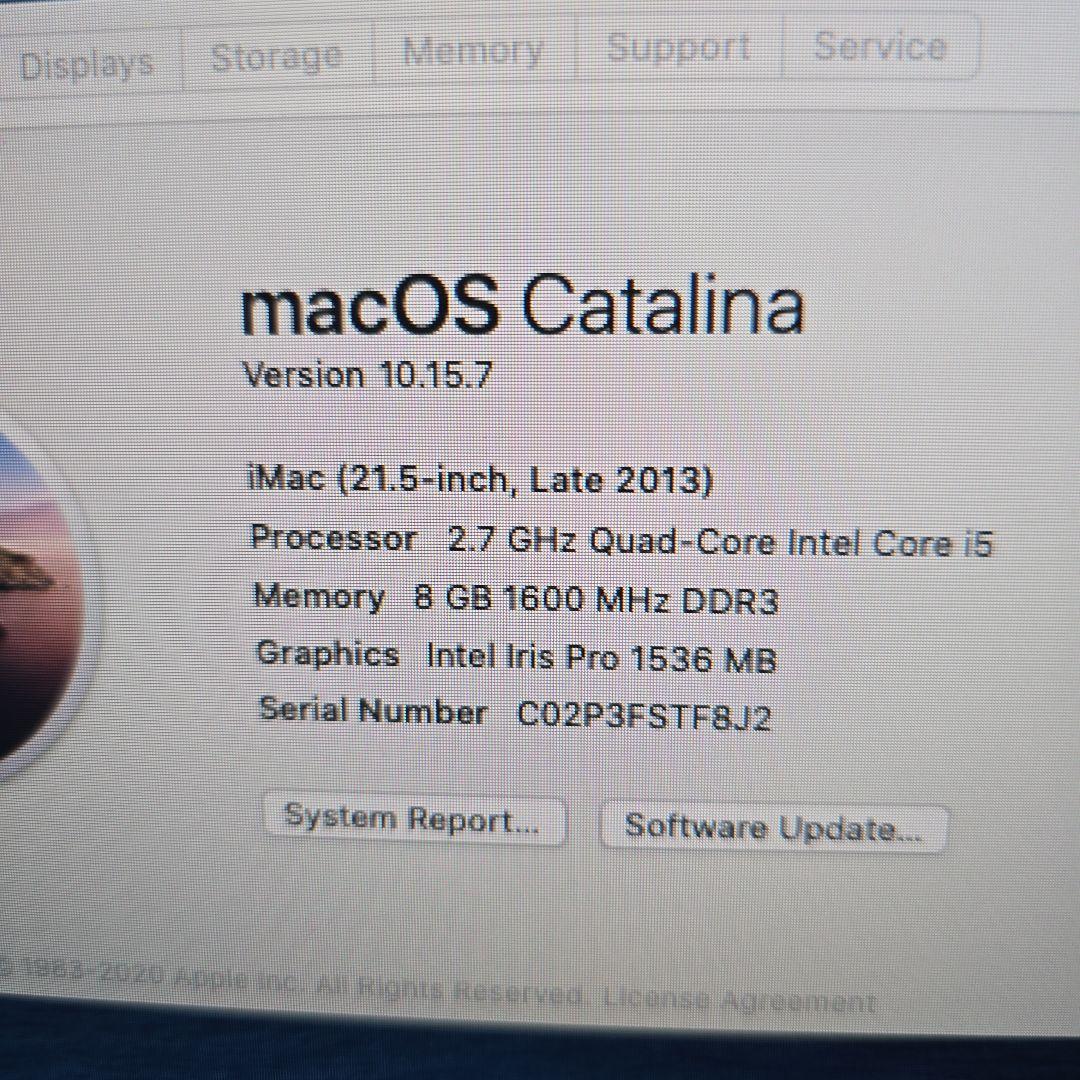 A*8様 iMac 21.5 2013 i5 2.7GHz 8GB IrisPr