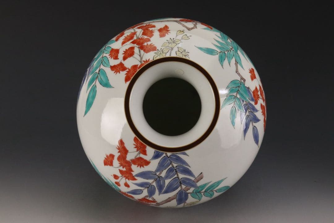 人間国宝 十四代 酒井田柿右衛門 本人最上位作 濁手 藤花文花瓶 共箱