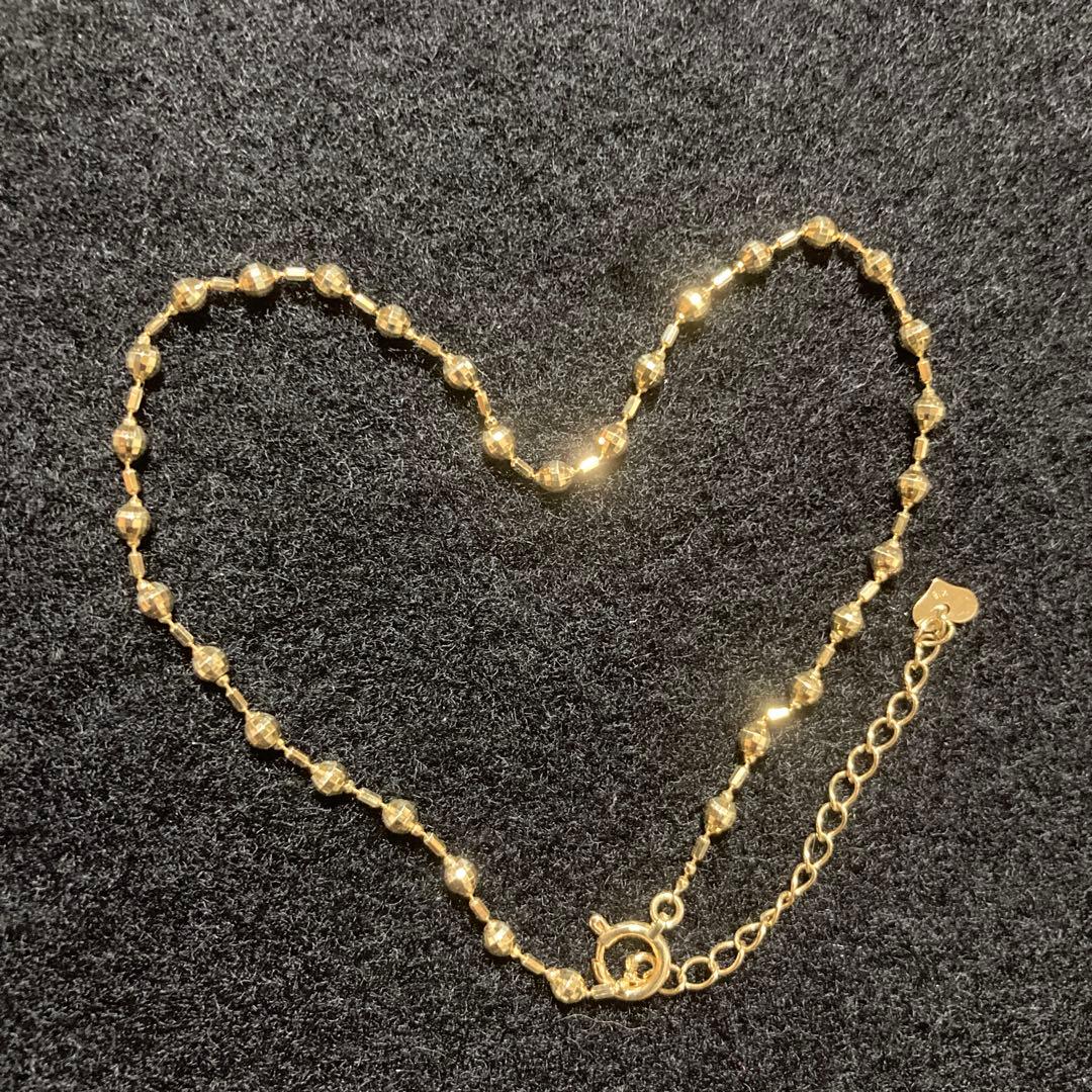 ★アンクレット 18金 ボールチェーン アンクレット チェーン 18金 ピンクゴールド カットボールチェーン 幅