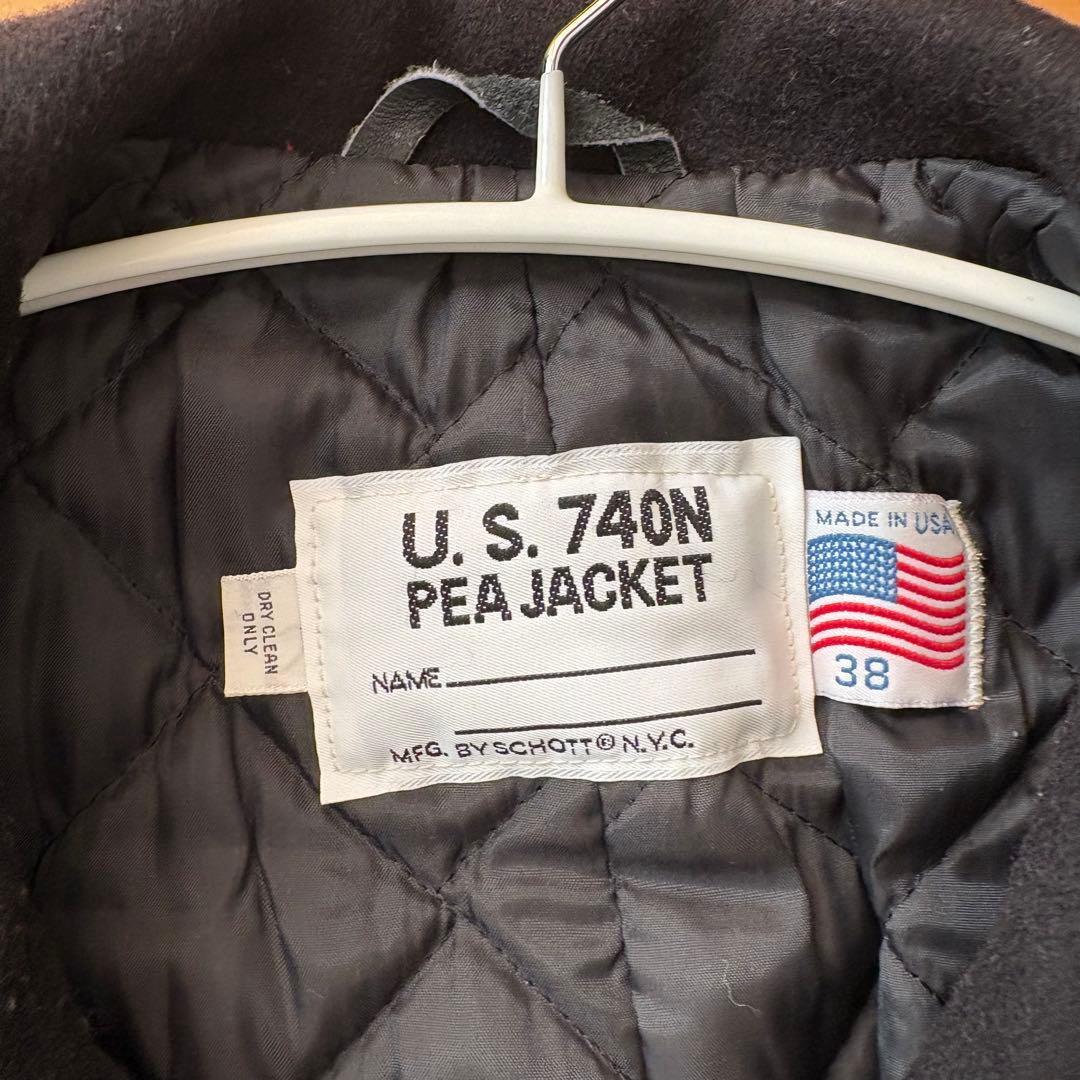 美品　人気商品　SCHOTT Pコート　ダブル　U.S.740N USA製 黒