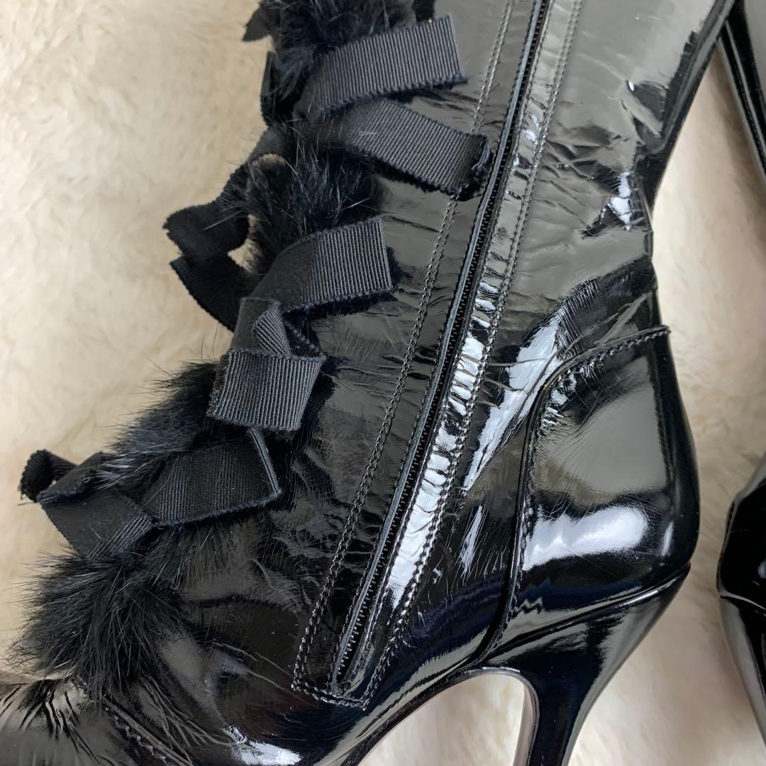 【定価30万】《超レア商品》ルイヴィトンリボンファーエナメルブーツ