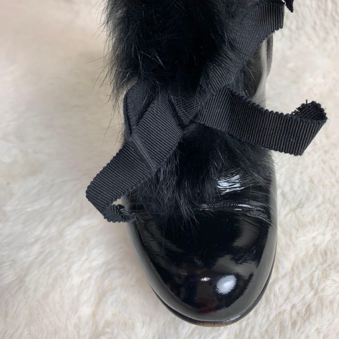 【定価30万】《超レア商品》ルイヴィトンリボンファーエナメルブーツ