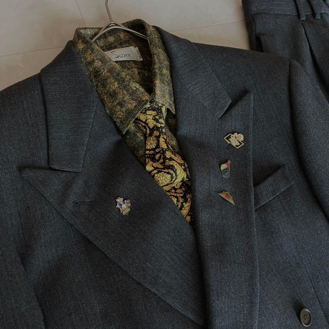 極美品✨豪華5点セット✨イタリア製ダブルスーツVERSACEネクタイ ピンズ