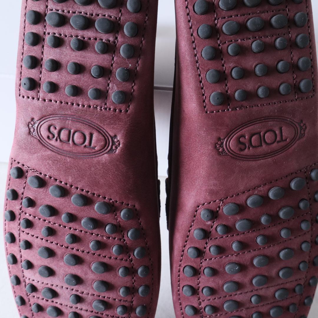 極美品トッズゴンミーニ　ドライビングシューズ　ワインレッド　6.5 25.5cm