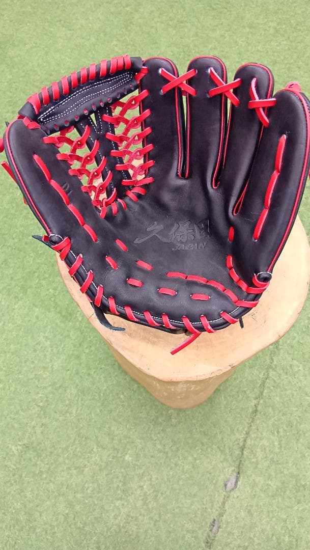 久保田JAPAN（スラッガー）硬式野球グローブ 黒赤 逆輸入 - グローブ安い