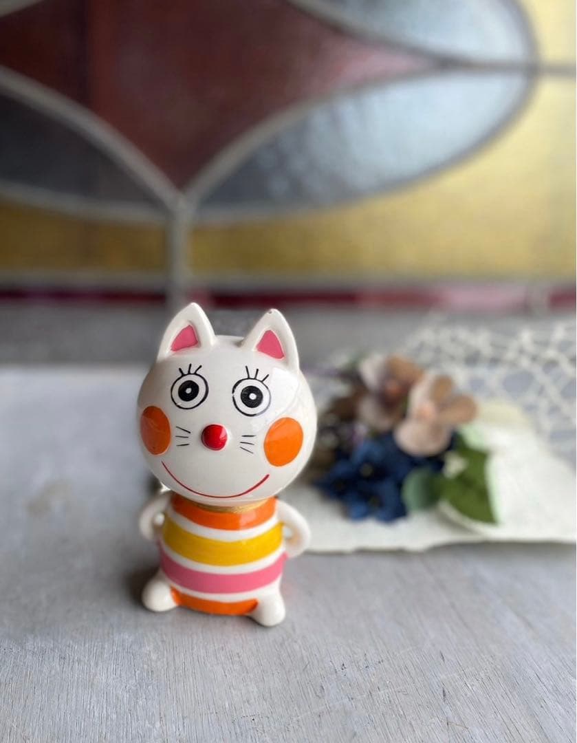 内藤ルネ RUNE 貯金箱 動物園 フーテン 猫 ネコ 陶器 昭和レトロ