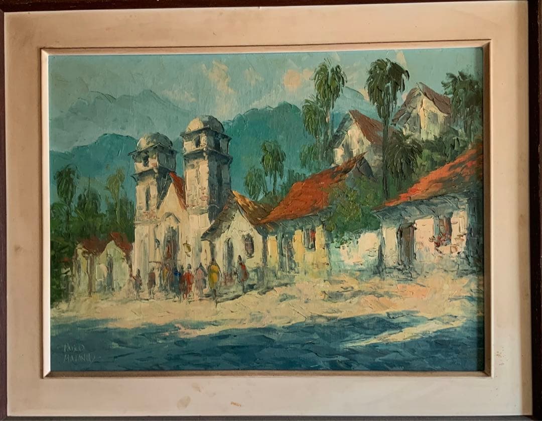 ブラジル アルゼンチン画家 Pablo Matania パブロ・マターニア　絵画 PABLO MATANIA (Brazilian) Original Painting Oil Canvas Signed