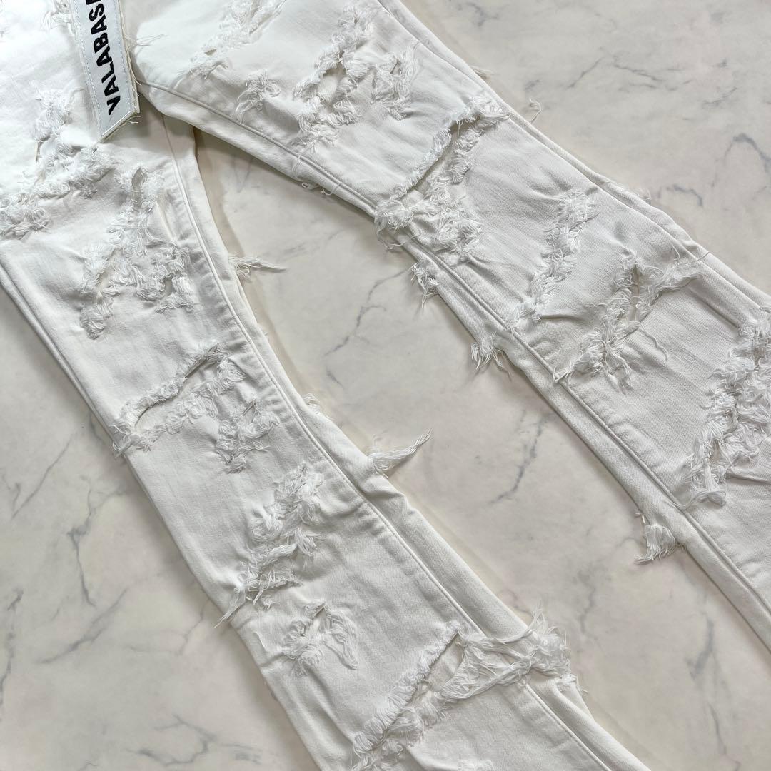 valabasaバラバサス ハードクラッシュスキニーフレアデニム ホワイト