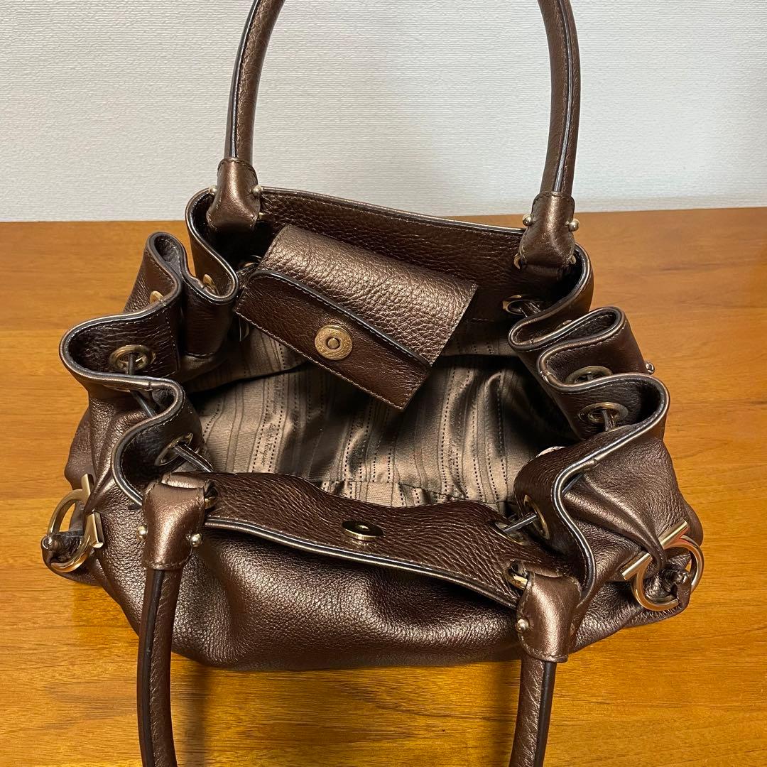 《極美品》Ferragamo（フェラガモ）レザー ハンドバッグ ブラウン
